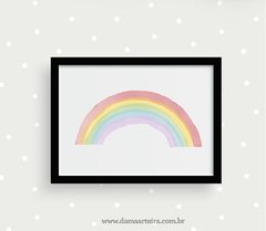 quadro infantil arco iris moldura preta