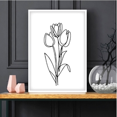quadro impulsos tulipas moldura branca