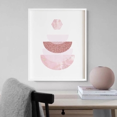 Quadro decorativo - Pink Stones moldura BRANCA