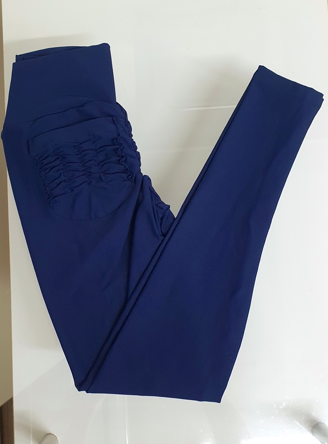 Legging Empina Bumbum Com Bolsos Traseiro Azul Marinho