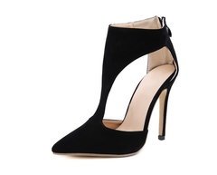 Scarpin preto salto 12cm em camurça com ziper atrás - comprar online