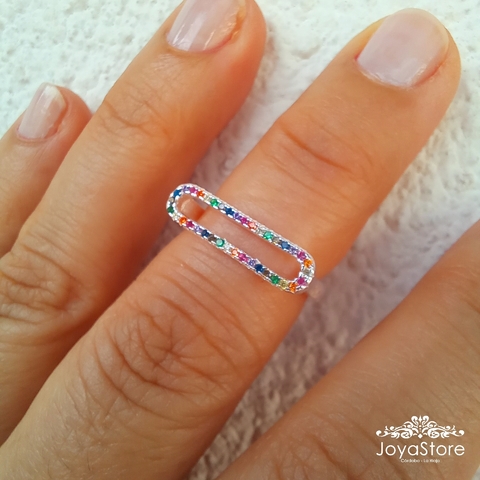 anillo cristales multicolor
