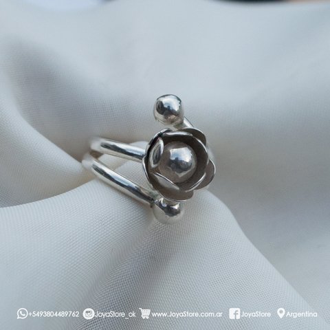 anillo modelo flor plata 950