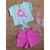 conjunto camiseta + short verde água rosa bebê menina donuts tip top