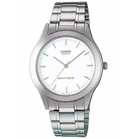 RELOJ CASIO CABALLERO CORREA EN ACERO INOXIDABLE DIAL BLANCO