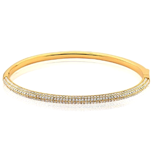 Pulseira dourada estilo Bracelete com cristais translúcidos