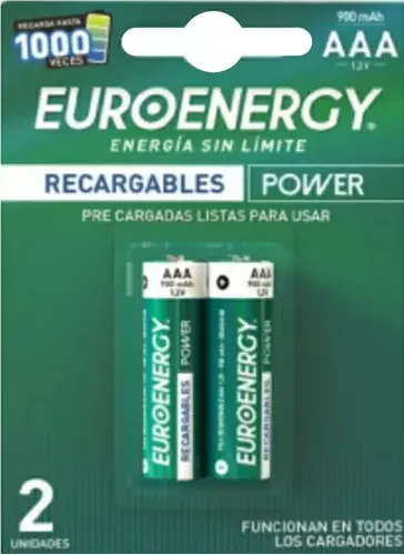 Pilas Recargables AAA Euroenergy 900mah X2 - ELEDI