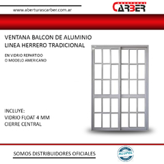 VENTANA BALCON ALUMINIO BLANCO HERRERO ABERTURAS CARBER
