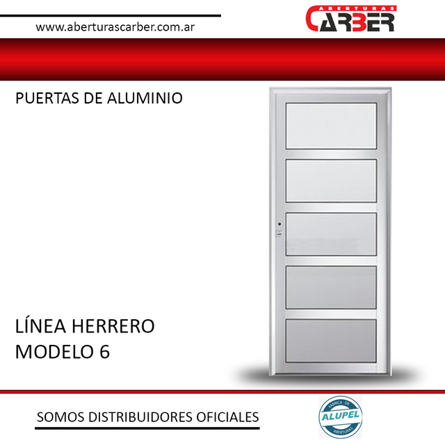 Puerta Aluminio Blanco 1/2 Vidrio Repartido Mod.7