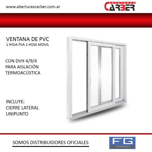 Ventana De Pvc X Blanco Dvh Cierre Lateral Unipunto