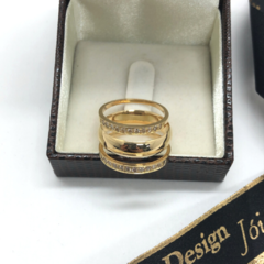 Aparador de Aliança Com Diamantes Em Ouro 18kl/750 - Design Joias