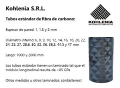 Tubo fibra de carbono D08x10 mm x L1000 mm - comprar online