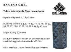 Tubo fibra de carbono D18x22 mm x L1000 mm - comprar online