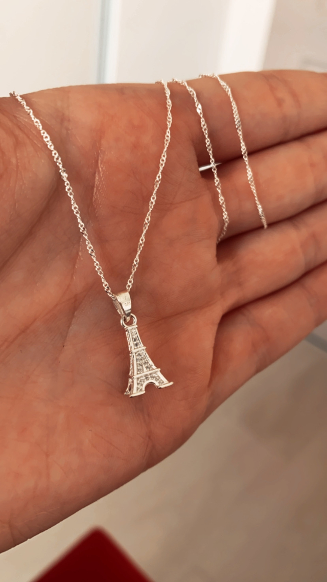 Aretes Oro Torre Eiffel, Plata 925