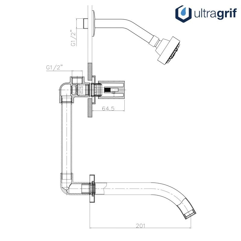 Griferia Ducha De Embutir Bicomando Linea Chelsea Ultragrif