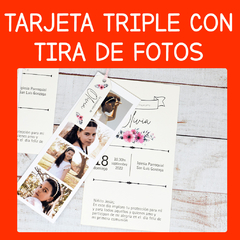 Tarjeta triple con tira de foto - Comunión - comprar online