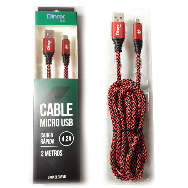 Cable USB Carga Rápida Dinax V8 Mallado 2 Mts 4.2A