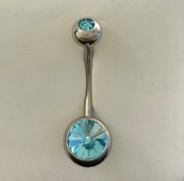 Piercing Umbigo com Pedra Redonda Azul