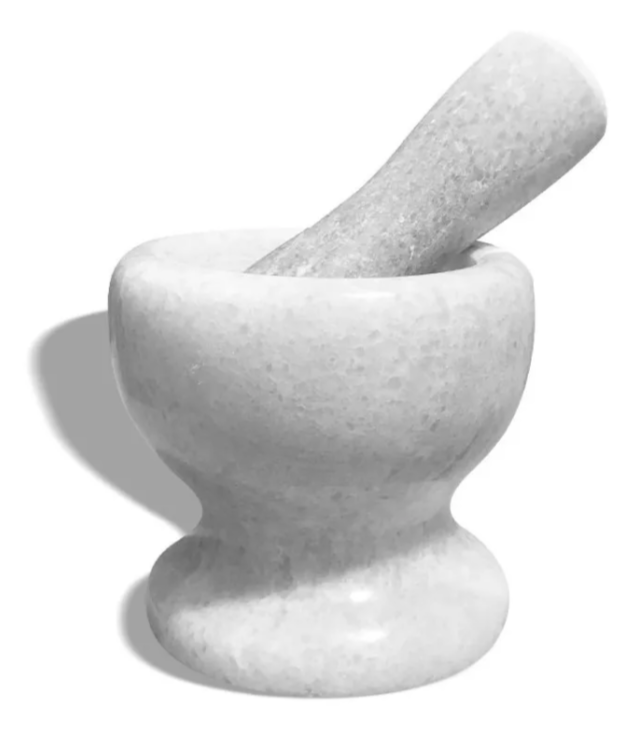 Mortero Marmol De Carrara Blanco 12x6cm Nonfork Machacador