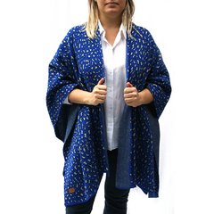 Ruana de lana animal print blue - comprar online