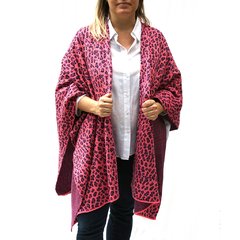 Ruana de lana animal print rosa - comprar online
