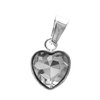 Dije acero blanco corazon con piedra facetada transparente 2 cm D&K - 1300CZ-26