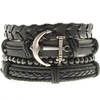 Pack pulsera negra con dije ancla cuero eco y alloy / 600PACK-20