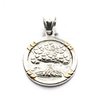 Dije Medalla Arbol De La Vida Con Detalles En Dorado de Acero Quirúrgico 316L, Alt: 3,5 cm Incl, Argolla, / 500AV-49