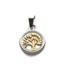 Dije Medalla Arbol De La Vida Con Dorado de Acero Quirúrgico 316L, Alt: 2,4 cm Incl, Argolla, / 500AV-65