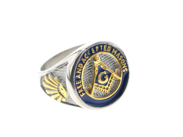 Anillo acero quirurgico Masones con esmaltado D K