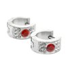 Aros cubanos acero quirurgico con cubics y piedra roja circular 9 mm D&K / 200CU-65