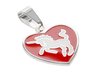 Dije acero blanco corazon con unicornio esmaltado rojo 3 cm D&K / 1300CZ-38
