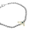 Pulsera acero blanco bolitas con dije nacar de corona con ojito 19 cm D&K / 1000GE-22