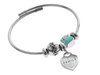 Pulsera acero quirurgico PANDY con dijes corazon "family" y huella esmaltado D&K / 600PD-7