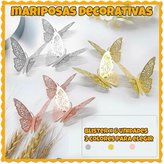 Mariposas Decorativas Blister x6 Unidades