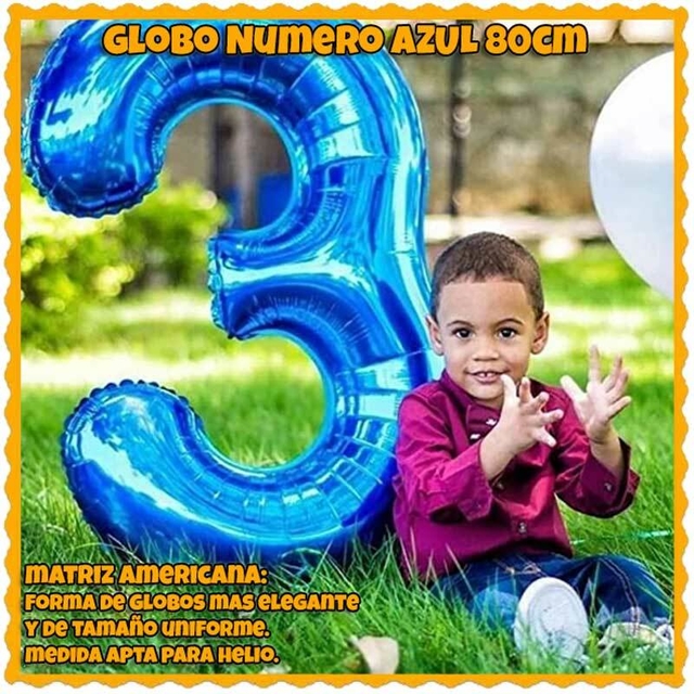 Globos Numeros Grandes Azul 70cm