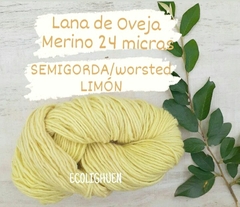 LANA Oveja MERINO 24 micras SEMIGORDA/worsted TINTES NATURALES -100grs - tienda online