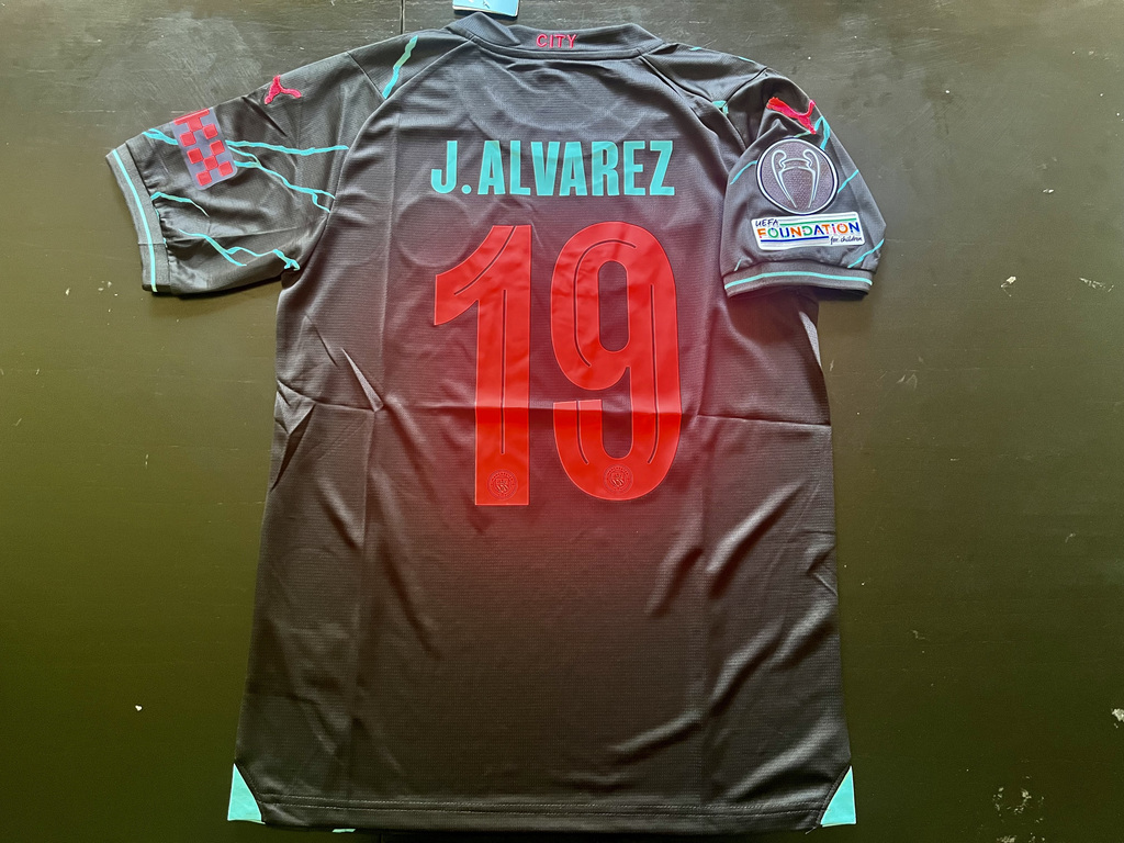 Camiseta Manchester City Negra 2023 2024 Julian Alvarez