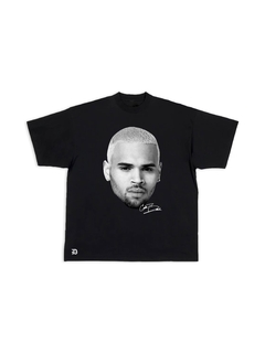 Camiseta Oversized Chris Brown Face Preto