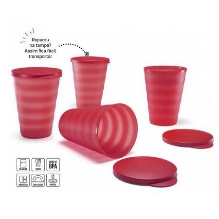 Tupperware Copo Murano Marsala Kit 4 peças