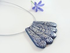 Collar Sol Mixteca de 5 piezas en azul cobalto mate con terminaciones en plata en internet