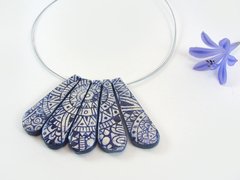 Collar Sol Mixteca de 5 piezas en azul cobalto mate con terminaciones en plata - comprar online