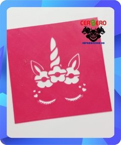 Stencil Unicornio vincha de flores