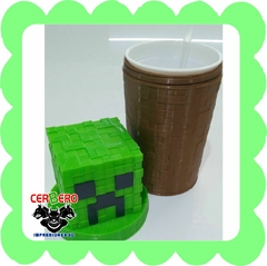 Vaso Minecraft con tapa y sorbete - comprar online