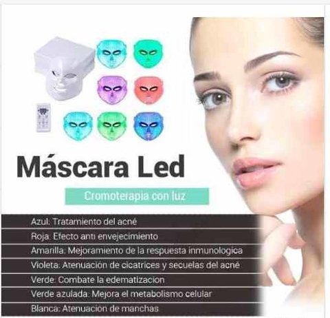 Mascara Led Facial Con Cuello. 7 Colores.