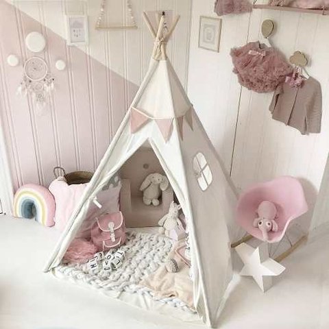 Tiny Land Teepee Carpa Para Niños Piso Y Bolso De Transporte