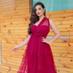 Vestido multiformas em tule longo