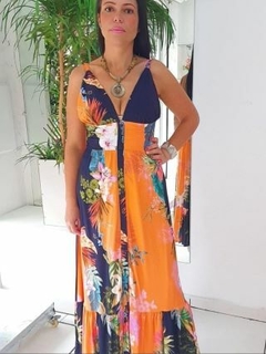 Vestido estampado com alça