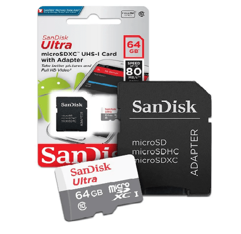 Cartão De Memoria Sandisk 64gb Micro Sd Cl10 80mb/s Ultra