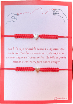 Pulseras del hilo rojo corazones tejidos